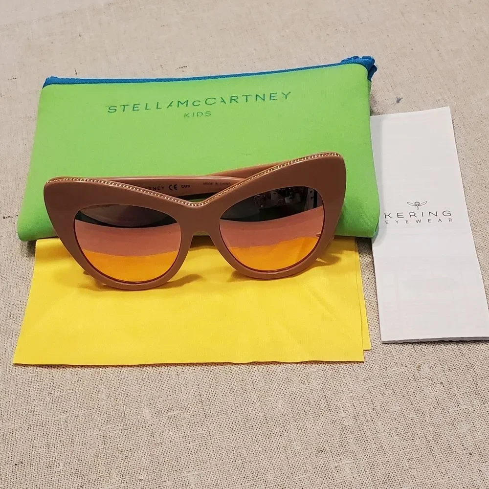 Stella McCartney Kids Pink Cat Eye Mirror Sunglasses SK0001S003